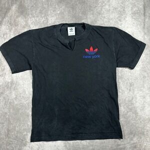 Adidas Originals NYC Trefoil Graphic T-Shirt M Black Notch Neck Womens Athletic